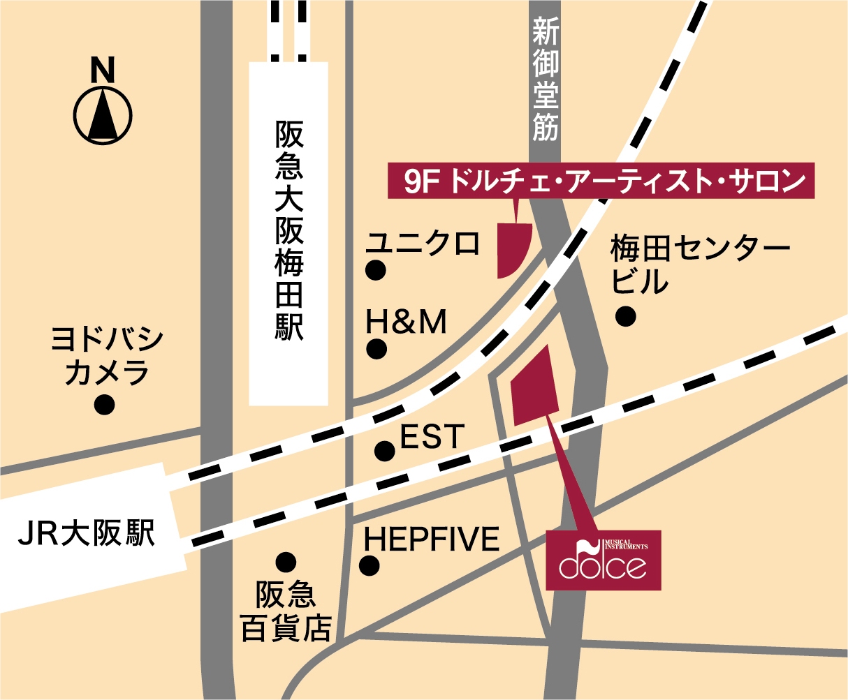 ドルチェェ・アーティスト・サロン大阪 地図